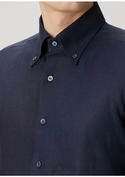 Eros Lacivert Keten Gömlek