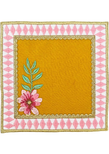 Pembe Damalı Hardal Kadife 2'li Kokteyl Peçete fiyatları