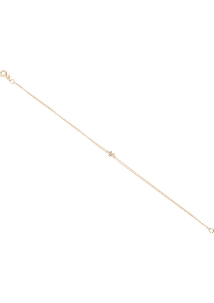 Taşlı Harf Detaylı Kadın Altın Bileklik