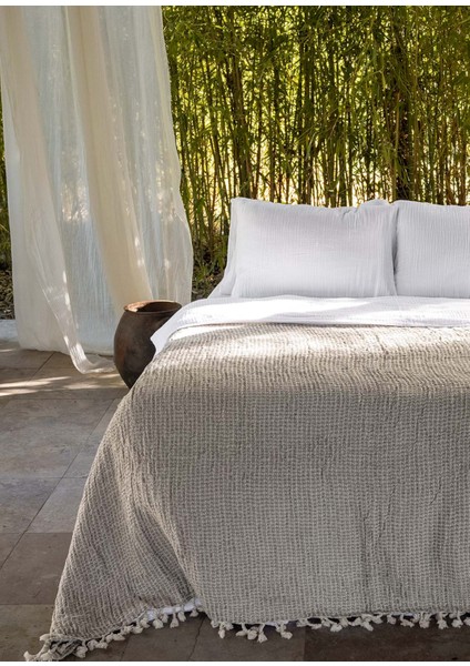Flax Naturel Keten Çift Kişilik Yatak Örtüsü 220 x 260 cm indirimleri