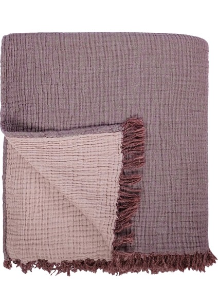 Cocoon Wine Mousse Pamuklu Throw 4 Kat Müslin Tek Kişilik Koltuk Şalı Battaniye 130 x 170 cm