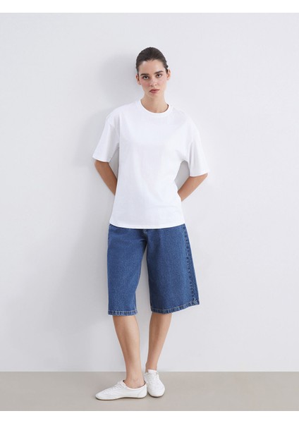 Yeni Sezon Bermuda Fit Kadın Jean Şortolon