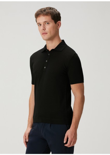 Siyah Polo Yaka Kısa Kollu Triko modelleri