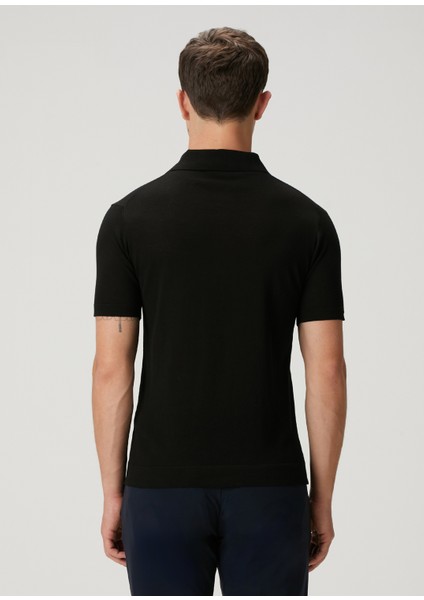 Siyah Polo Yaka Kısa Kollu Triko fırsatları