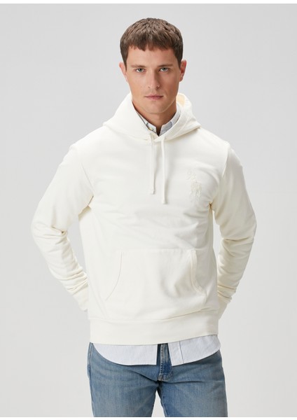 Ekru Kapüşonlu Sweatshirt