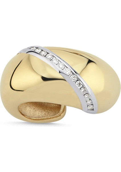 Bombe 14 Ayar Altın Pırlanta Kadın Earcuff Küpe