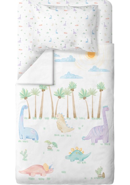 Dino %100 Organik Pamuk Saten Bebek Çocuk Nevresim Takımı 160 x 220 cm
