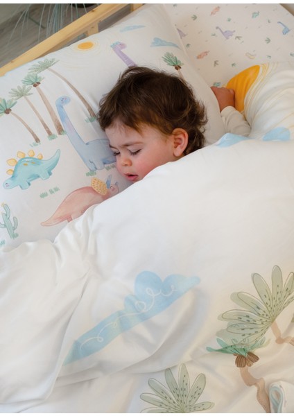Dino %100 Organik Pamuk Saten Bebek Çocuk Nevresim Takımı 160 x 220 cm