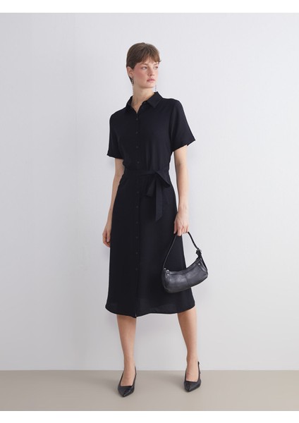 Yeni Sezon Beli Kuşaklı Gömlek Elbise modelleri