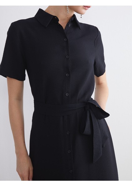 Yeni Sezon Beli Kuşaklı Gömlek Elbise fırsatları