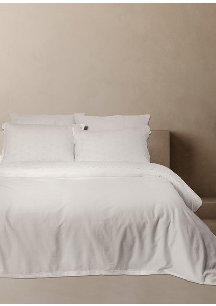Eyelet Beyaz Pamuklu Brodeli Çift Kişilik Nevresim Kılıfı 200 x 220 cm fiyatları