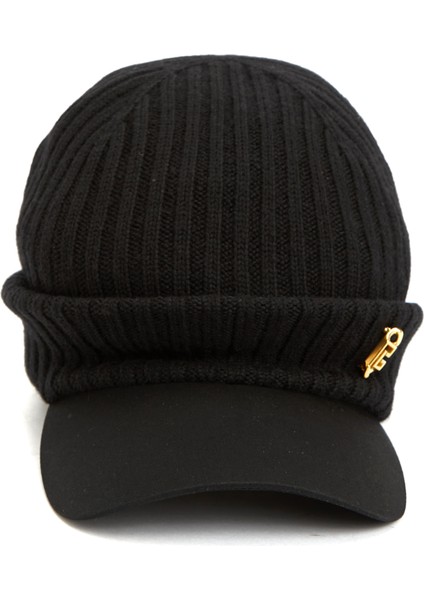 Siyah Logo Detaylı Kadın Yün Şapka fiyatları