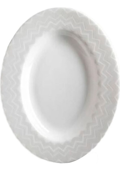 Beyaz Gri Porselen Servis Tabağı