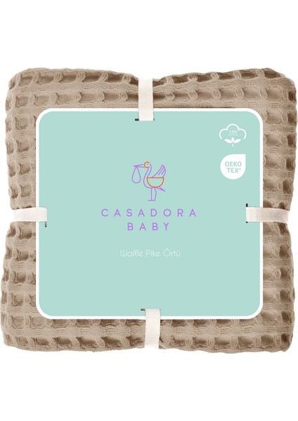 Bej %100 Organik Pamuk Waffle Bebek Çocuk Pike Örtü 160 x 220 cm indirimleri