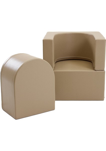 Snoozy Grey Beige Yumuşak Bebek Odası Blok Koltuk