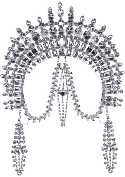 Byzantine Headpiece Gümüş Kaplama Kristal Taşlı Kadın Saç Aksesuarı