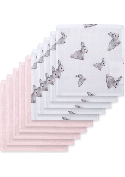 %100 Pamuk Müslin Iconique Lapin&ınnocet Pink 10`lu Bebek Ağız Bezi