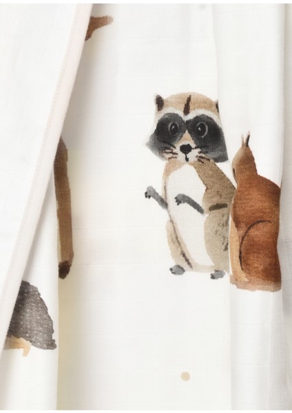 Forest Amigos Organik Pamuk Biyeli Çift Taraflı Unisex Bebek Müslin Battaniye
