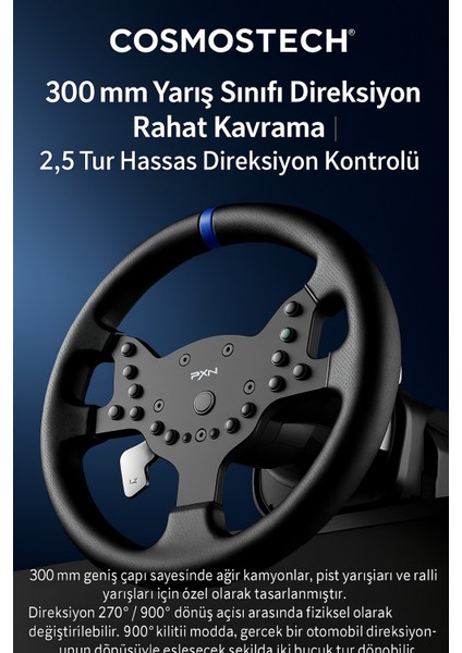 Pxn V99 Direksiyon Seti – 3.2nm Force Feedback, 270°/900°, Vites & Pedal Dahil – Pc, Xbox, Ps4 Uyumlu Oyun Direksiyonu indirimleri