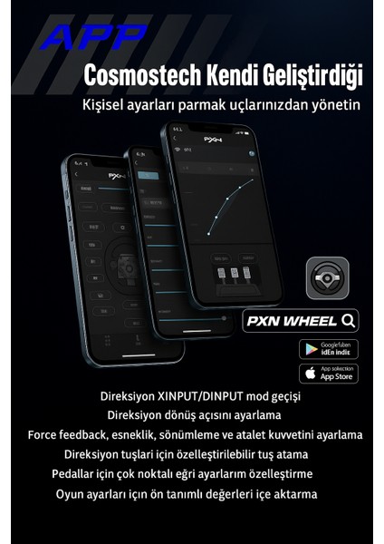 Pxn V99 Direksiyon Seti – 3.2nm Force Feedback, 270°/900°, Vites & Pedal Dahil – Pc, Xbox, Ps4 Uyumlu Oyun Direksiyonu