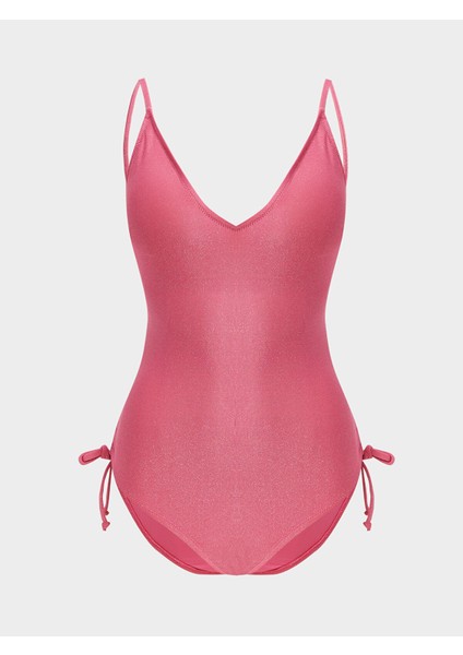 Yeni Sezon V Yaka Parlak Görünümlü Askılı Kadın Mayo