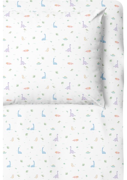 Dino Organik Pamuk Saten Bebek Çocuk Lastikli Çarşaf Seti 70 x 140 cm