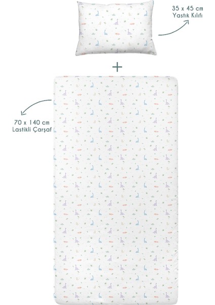 Dino Organik Pamuk Saten Bebek Çocuk Lastikli Çarşaf Seti 70 x 140 cm modelleri