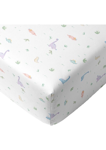 Dino Organik Pamuk Saten Bebek Çocuk Lastikli Çarşaf Seti 70 x 140 cm