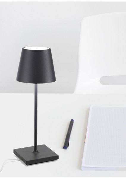 Poldina Pro Koyu Gri Mini Şarjlı Masa Lambası