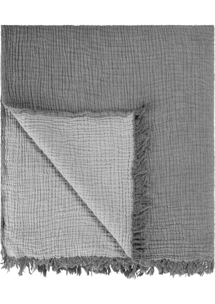 Cocoon Gri Throw 4 Kat Müslin Koltuk Şalı 130 x 170 cm