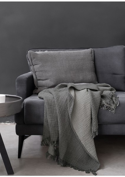 Cocoon Gri Throw 4 Kat Müslin Koltuk Şalı 130 x 170 cm modelleri
