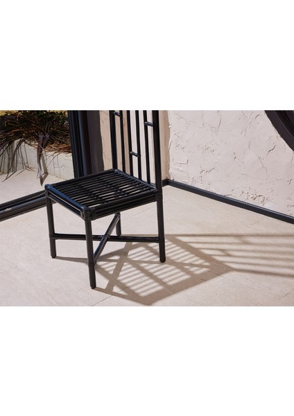 Longback Siyah Bambu Sandalye