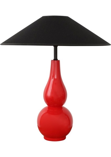 Didi Lamp Kırmızı Siyah Ahşap Abajur
