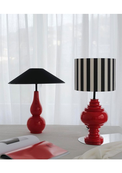 Didi Lamp Kırmızı Siyah Ahşap Abajur fiyatları