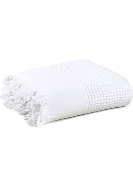 Beyaz %100 Pamuk Waffle Çift Kişilik Yatak Örtüsü 160 x 230 cm
