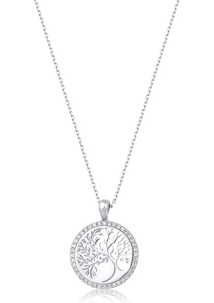 Hayat Ağacı Zirkon Taş 925 Ayar Gümüş Kadın Kolye