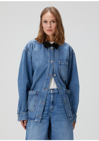 Biblue Mavi Denim Ceket