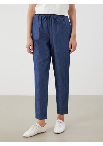 Yeni Sezon Beli Lastikli Straight Fit Kadın Jean Pantolon modelleri