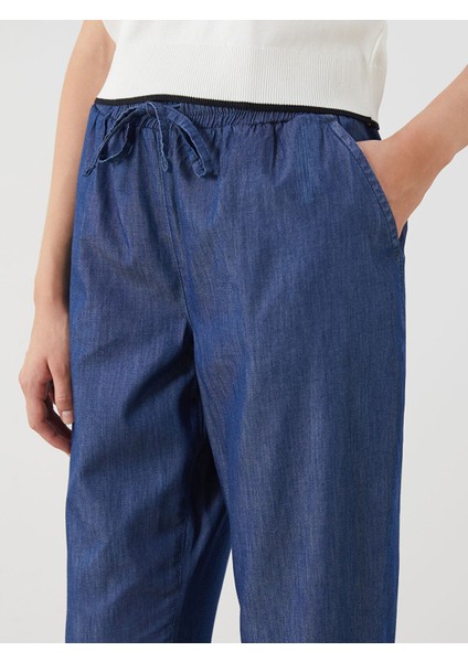 Yeni Sezon Beli Lastikli Straight Fit Kadın Jean Pantolon fırsatları