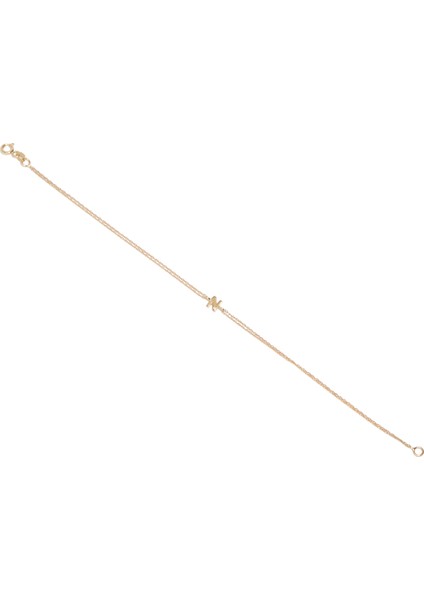 Taşlı Harf Detaylı Kadın Altın Bileklik