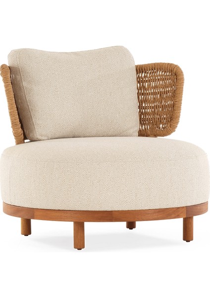 Avend Iroko Ekru Yuvarlak Ahşap Bahçe Koltuğu