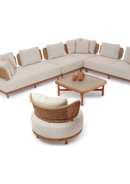 Avend Iroko Ekru Yuvarlak Ahşap Bahçe Koltuğu modelleri