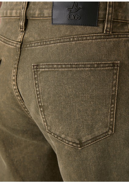 Haki Wide Leg Jean Pantolon