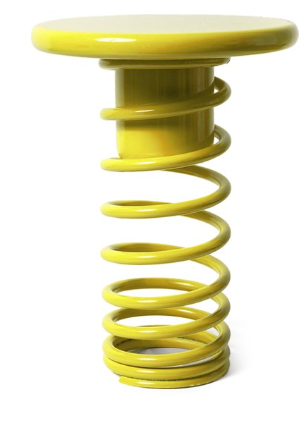 Twist Sarı Ahşap Tablalı Metal Tabure