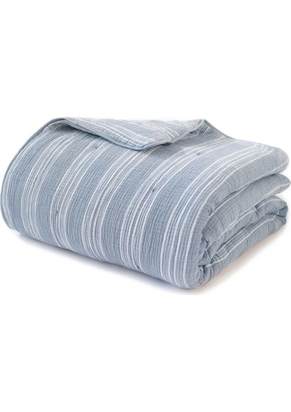 Striped Comfy Beyaz Gri Müslin Yorgan