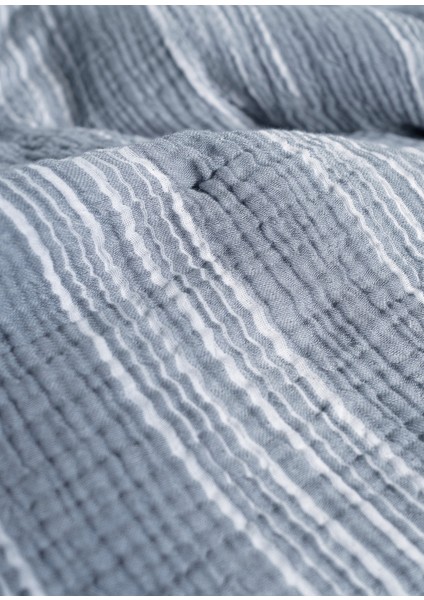 Striped Comfy Beyaz Gri Müslin Yorgan modelleri