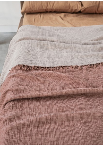 Cocoon Cinnamon Nougat Pamuklu 4 Katlı Müslin Çift Kişilik Pike Yatak Örtüsü 200 x 220 cm modelleri