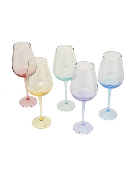 6lı Renkli Kristal Kadeh Seti