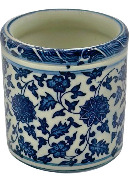 Bleu Blanc Mavi Porselen Mini Saksı