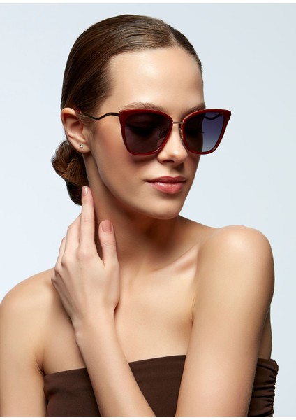 Ds 2291 C4 Bordo Asetat Metal Kadın Güneş Gözlüğü modelleri